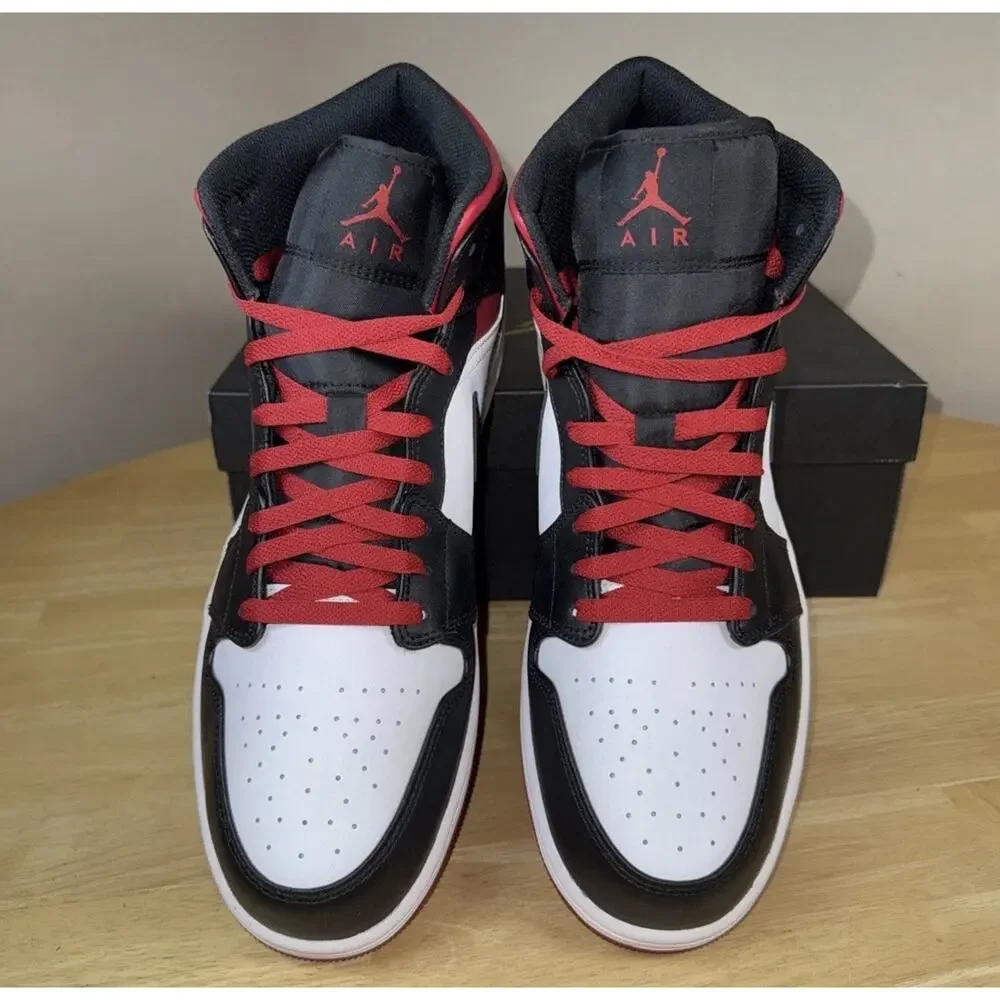 Size 14 - Jordan 1 Mid Black Gym Red DQ8426-106 White Red Black DS